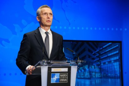 El secretario general de la OTAN, Jens Stoltenberg, en una rueda de prensa.