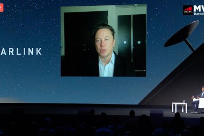 Intervenció telemàtica d'Elon Musk al MWC 2021, el 29 de juny del 2021.