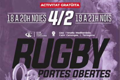 Cartel de las puertas abiertas de rugby a la URV.