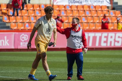 Juan Camilo Becerra amb la samarreta de l'Espanyol durant el partit de l'any passat de la primera fase de Segona B al Nou Estadi.