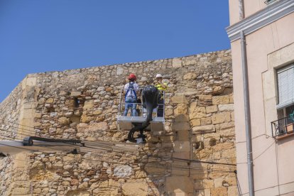 Obres de manteniment a la muralla romana de Tarragona, l'estiu passat.