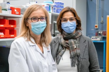 Las investigadoras del ICMAB, Mariana Köber y Nora Ventosa.