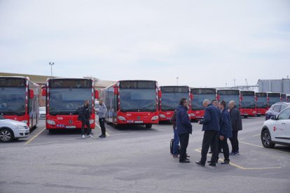 Imatge de les cotxeres d'autobusos de l'EMT durant la vaga del dia d'ahir.