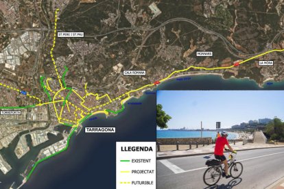 Tramos proyectados de nuevos carriles bici en Tarragona.