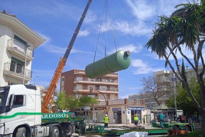 Imatge de la la instal·lació del dipòsit separador d'hidrocarburs a la Rambla Jaume I.