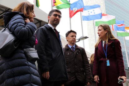 El vicepresident del Govern, Jordi Puigneró, a les portes de la seu de Nacions Unides de Nova York.