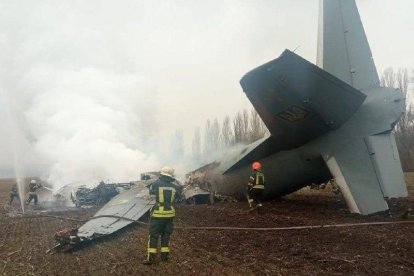 Avión abatido del ejército ucraniano.