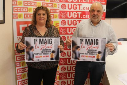 La secretària general de CCOO Tarragona, Mercè Puig, i el secretari general d'UGT Tarragona, Joan Llort.