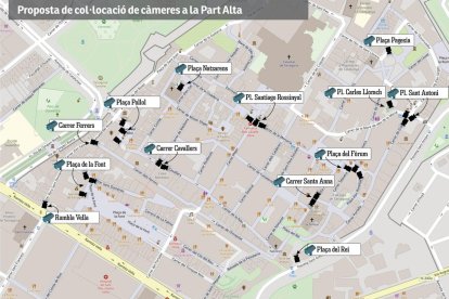 Proposta de col·locació de càmeres a la Part Alta de Tarragona.