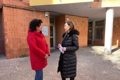 Sandra Guaita durant la roda de premsa d'ahir.