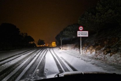 Imatge de la neu a Vilanova de Prades.