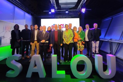 L'alcalde de Salou, Pere Granados, amb Miquel Iceta i Marta Domènech, ahir a Madrid