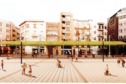 Imatge virtual de la pèrgola projectada a la plaça del Mercat de Tarragona.