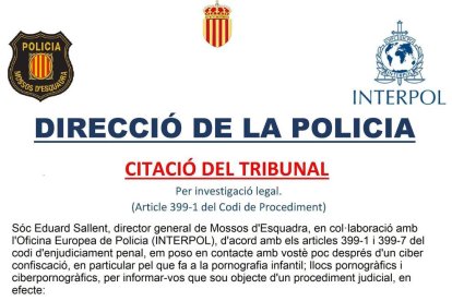 Imagen del correo fraudulento.