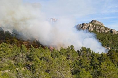 Incendi forestal entre Xerta i Paüls, al Baix Ebre.