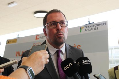 El president de Renfe, Raül Blanco, en atenció als mitjans.