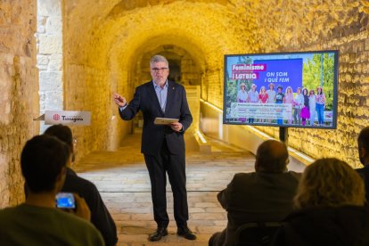 L'alcalde Pau Ricomà va fer ahir el balanç de mandat a la Volta de la Tecleta, al Pretori.