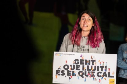 El alcaldable en Tarragona, Eva Miguel., en el acto que da el disparo de salida de la formación de la campaña de las elecciones municipales del 28 de mayo.