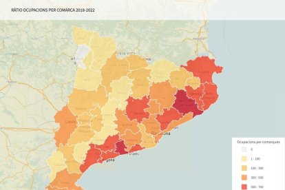 Mapa de ocupaciones por comarcas.