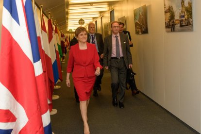 La primera ministra de Escocia, Nicola Sturgeon, durante una visita a la sede de la Comisión Europea.