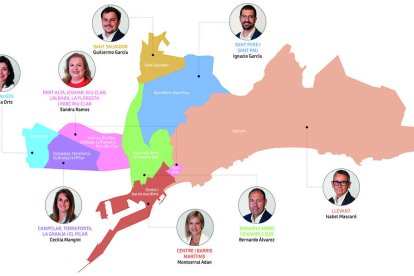 Mapa de la ciudad con sus nuevos concejales de barrio.