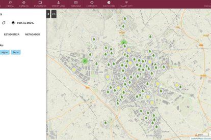 Imagen del geoportal para consultar la calidad del agua de las fuentes de Reus.