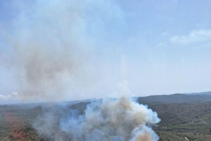 Imatge aèria del segon incendi a Tivissa.