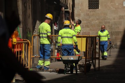 Un grup de treballadors del sector de la construcció