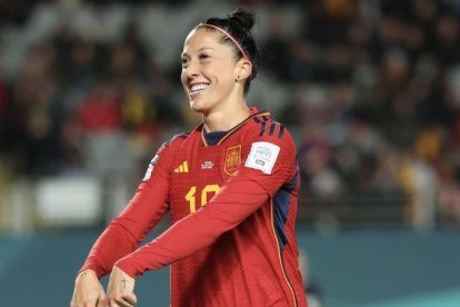 Jenni Hermoso celebrant un gol durant el mundial.