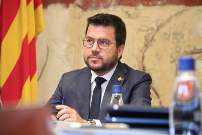 El presidente de la Generalitat, Pere Aragonès, encabeza la reunión del Consejo Ejecutivo.