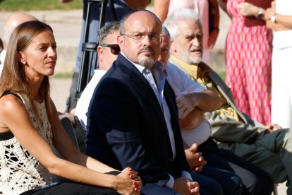 Alejandro Fernández, presidente del PP catalán, durante el acto de la Diada Nacional de Catalunya en El Vendrell.