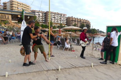 Imatge de la gravació d'un videoclip a Salou.