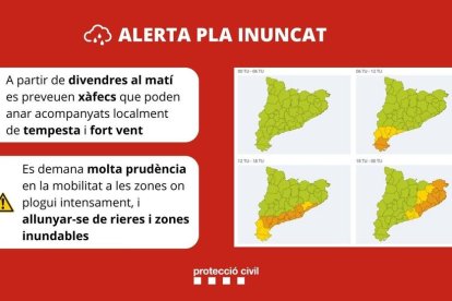 Se puede superar el umbral de 40 l/m2 en 30min y los aguaceros pueden ir acompañados de tormenta y fuerte viento.