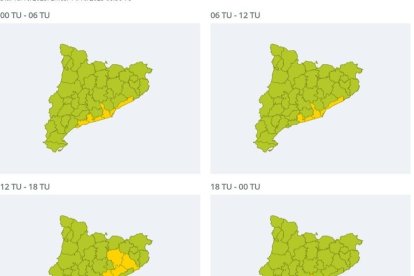 Mapa amb les previsions de pluges pel diumenge.