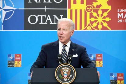 El presidente de EEUU, Joe Biden, en rueda de prensa en la cumbre de la OTAN.