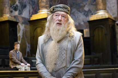 Imatge de Michael Gambon interpretant Dumbledore a Harry Potter.