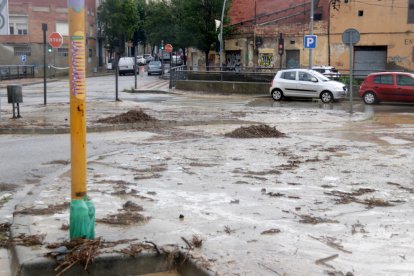 Imagen de archivo de una calle con restos de plantas y ramas.