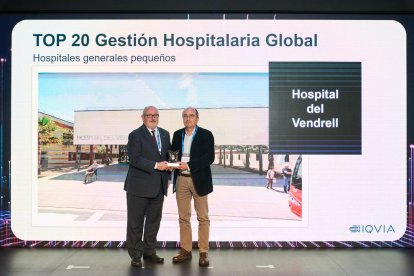 Josep Mercadé, director de l'Hospital del Vendrell, en el moment de la recepció del premi TOP 20 a Madrid.