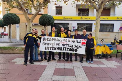 Imatge de la protesta dels treballadors de Correus.