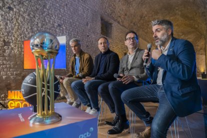 Antonio Martín, Berni Álvarez, Carlos Gómez i Carlos Brull durant la presentació de la Minicopa.