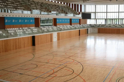 Imatge del nou parquet del Palau d'Esports Catalunya.