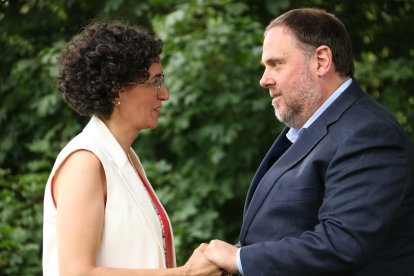 El president d'Esquerra Republicana, Oriol Junqueras, i la secretària general d'ERC, Marta Rovira.