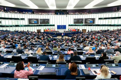 El ple d'Estrasburg durant el darrer discurs de l'estat de la Unió Europea pronunciat per la presidenta de la Comissió Europea, Ursula Von der Leyen