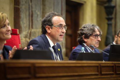 El president del Parlament, Josep Rull, pronuncia el seu primer discurs com a president després de ser escollit.