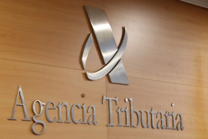 Logotip de l'Agència Tributària aquest dimecres a la presentació de la campanya de la renda.