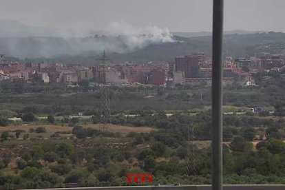 Imatge de l'incendi de vegetació a Pallaresos