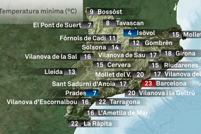 Mapa de temperatura mínima.