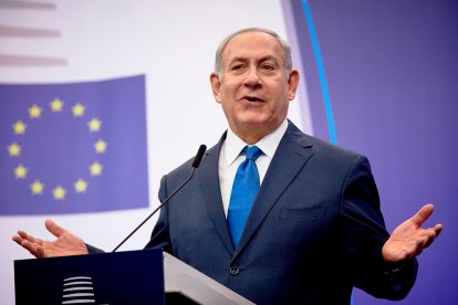 El primer ministre israelià, Benjamin Netanyahu, durant una roda de premsa des de Brusel·les