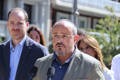 El president del PPC, Alejandro Fernández, en una atenció als mitjans en el marc de la Diada aquest dimecres.