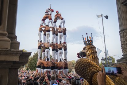 Un instant de l’actuació castellera dels Xiquets de Reus.